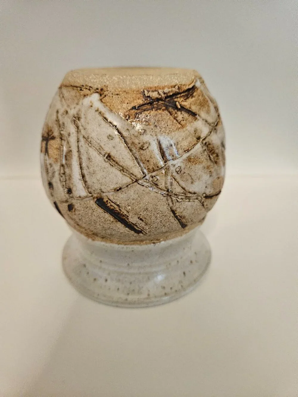 Mellblom Pottery Signed Studio Art Glazed Brown Earth Tones Ceramic Vase Boho